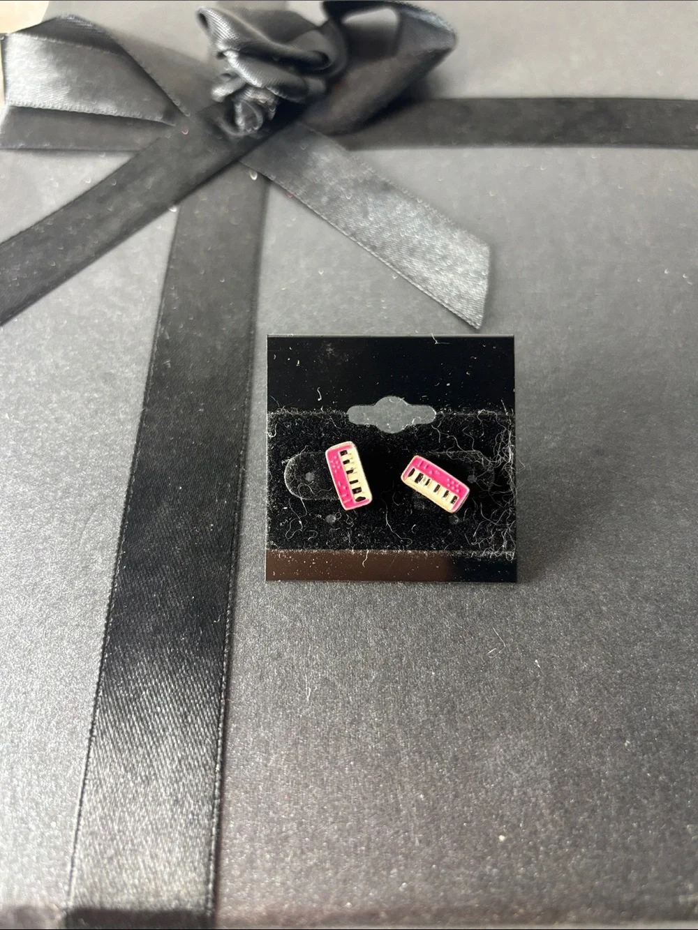 Pink Piano Key Stud Earrings